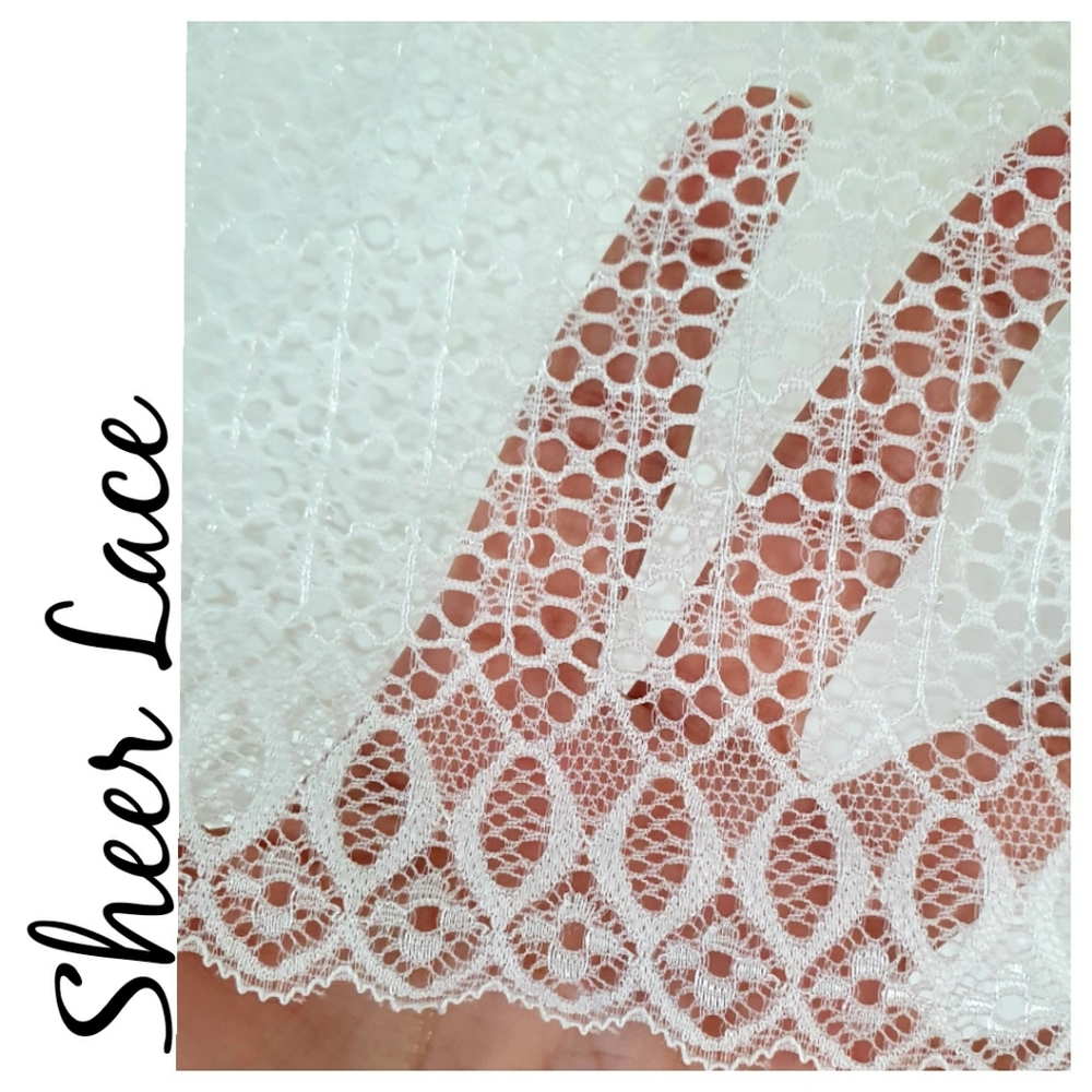 Delicate Lace Butterfly Racer Back White Top - Picture 12 of 16